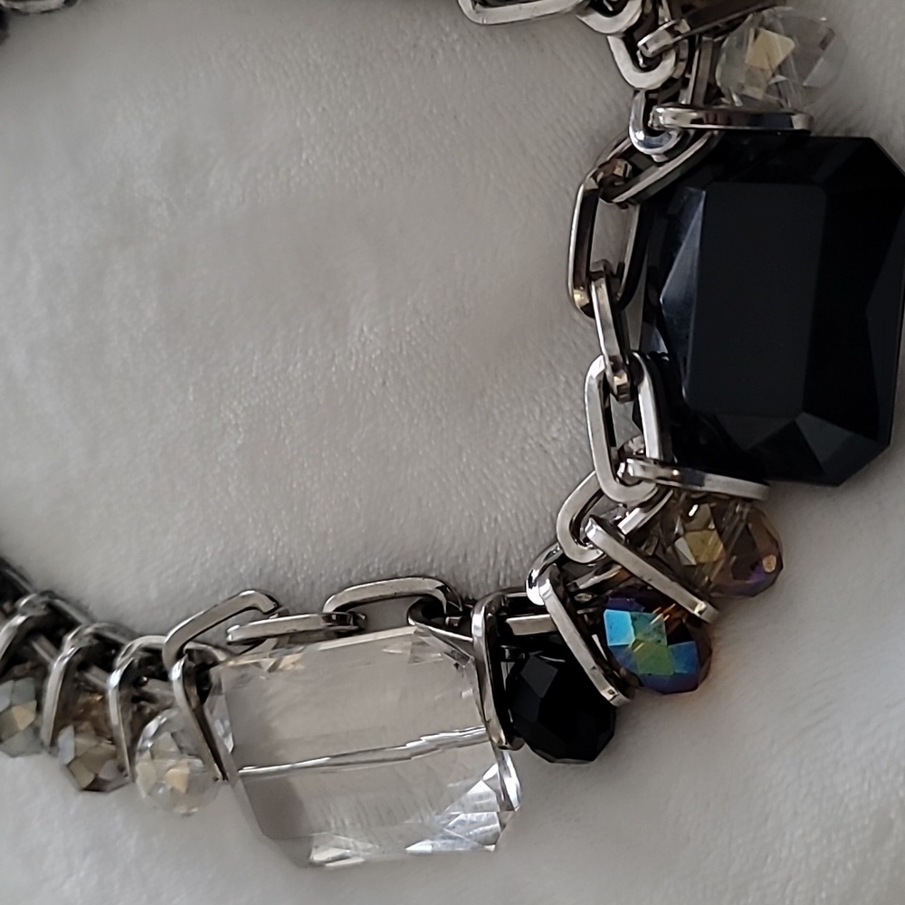Source Unknown Black And Silver Chunky Necklace - image 3